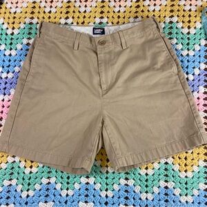 Lands' End Men's Size 33 Khaki Flat Front Shorts cotton tan